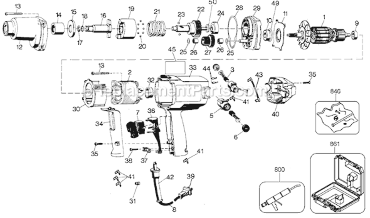 Page A Diagram and Parts List for 2674 Type 100 Black and Decker Impact Driver